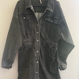 Free People Black Utility Jean Dress